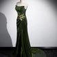 Green Sequins Mermaid Long Prom Dress with Leg Slit, Green Sequins Party Dress      cg25260