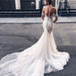 Charming Mermaid Sweetheart Backless Tulle Wedding Dresses with Lace Appliques prom dress         cg23184