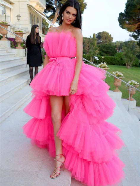 Elegant pink high low Prom Dresses  cg7457