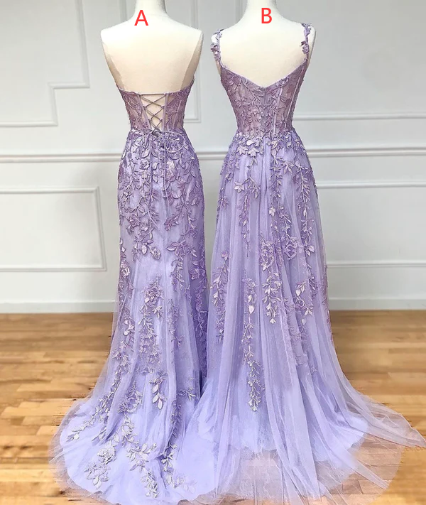 PURPLE LACE LONG PROM DRESS      cg24969