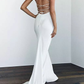White Mermaid Long Prom Dress, Backless Prom Dress   cg15310