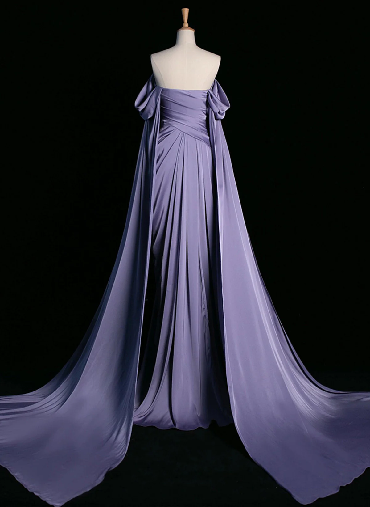 Elegant Purple Satin Prom Dress, Draped Bodice Formal Evening Dress      cg25105