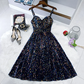 Glitter Spaghetti Straps Back Open Short Dresses Homecoming Dress for Teens   cg15784