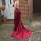 mermaid burgundy prom dress formal dress        cg24076