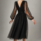 Unique Black Tulle Long Sleeves Prom Dress  cg10005