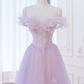 A-Line Purple Off Shoulder Long Prom Dress, Purple Formal Evening Dresses    cg24962