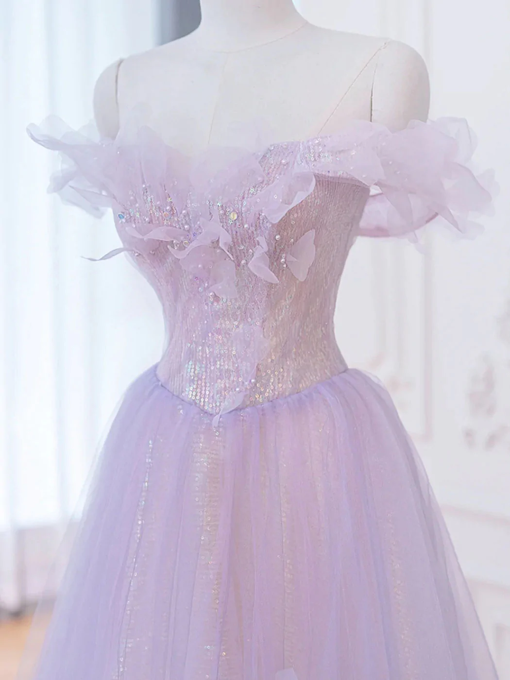 A-Line Purple Off Shoulder Long Prom Dress, Purple Formal Evening Dresses    cg24962