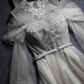 Gray Appliques Lace High Neck Prom Dress,Retro Long Sleeve Formal Dresses,Senior Tulle Prom Dresses   cg11886