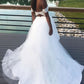 White lace tulle long prom dress, formal dress cg1005