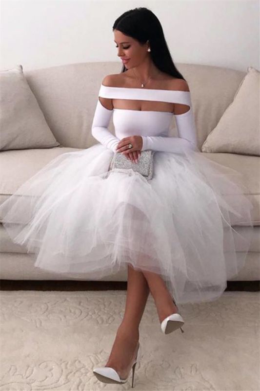 Sexy White Homecoming Dress for Women Long Sleeve Short    cg10171