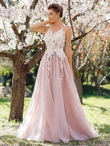 Light Pink Evening prom Dress, Sleeveless A Line Party Dress  cg10172