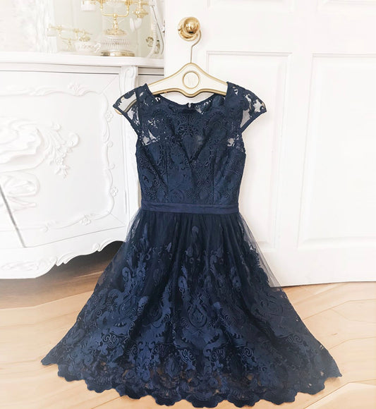 BLUE LACE SHORT DRESS HOMECOMING DRESS    cg10457