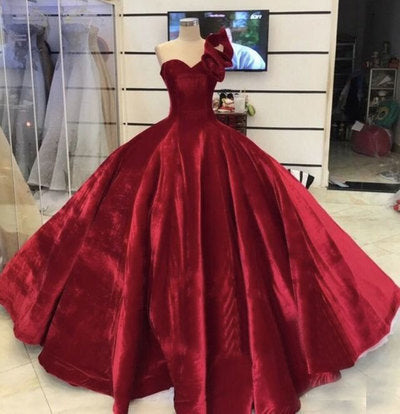 Charming One Shoulder Red Formal Ball Gown Prom Dress, Evening Dress   cg10551