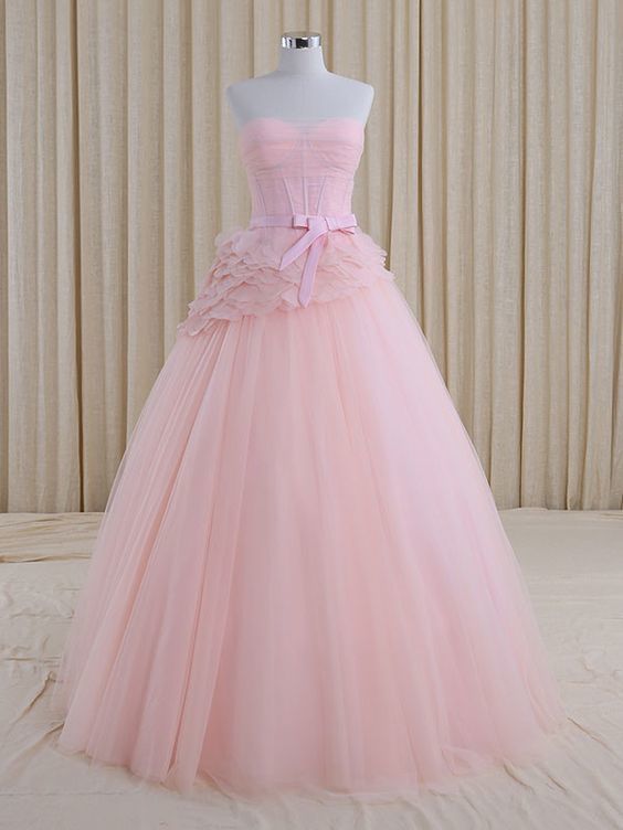 Strapless Blush Pink A-line Whimsical Princess Prom Formal Evening Dress    cg10751