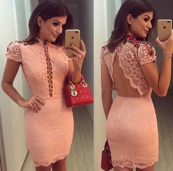pink homecoming dress with cap sleeve   cg10890