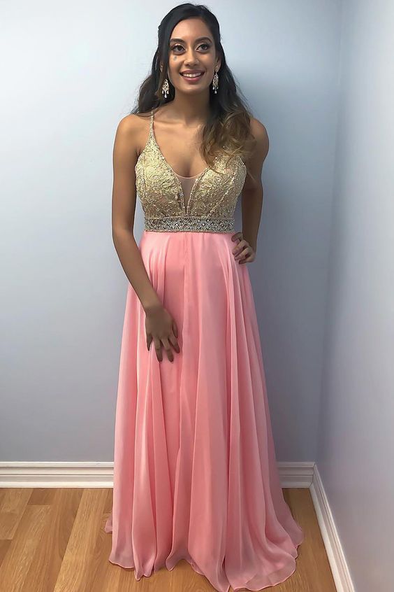 A Line Chiffon Appliques Long Prom Dress with Beading, Sexy Evening Party Dress   cg10995
