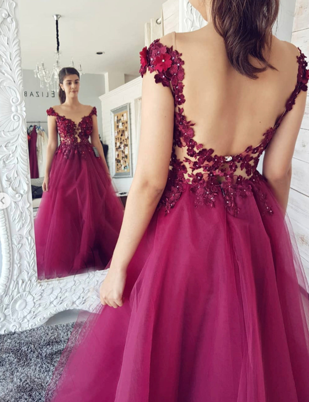 ELEGANT TULLE LACE LONG BALL GOWN prom DRESS   cg11019