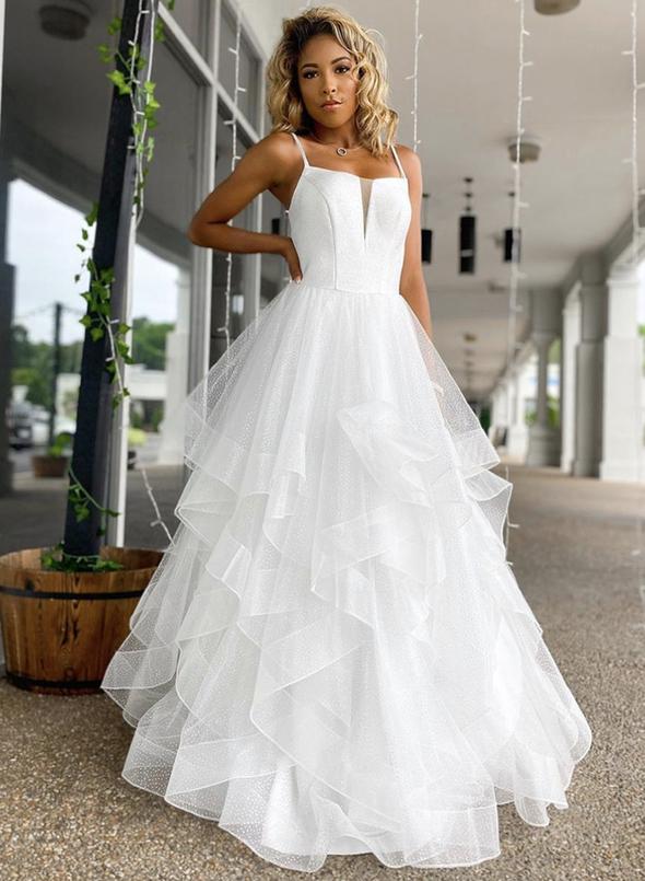 White tulle long ball gown dress formal dress prom dress evening dress    cg11109