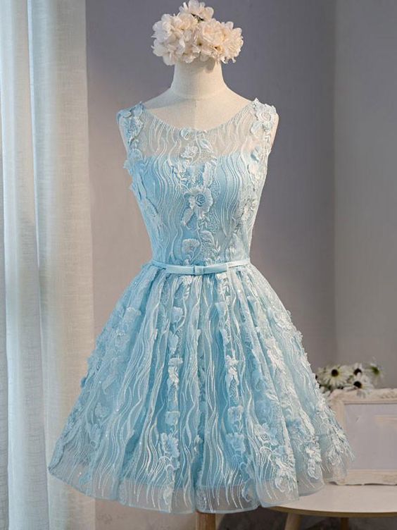 Blue Short Lace Sweet Sixteen homecoming dress  cg11264