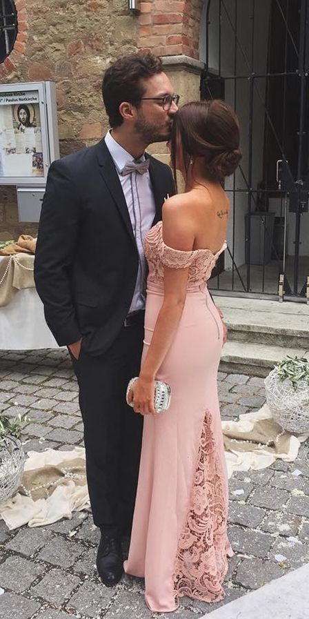 floor length fitted pink wedding guest dress with off the shoulder prom dress    cg11326