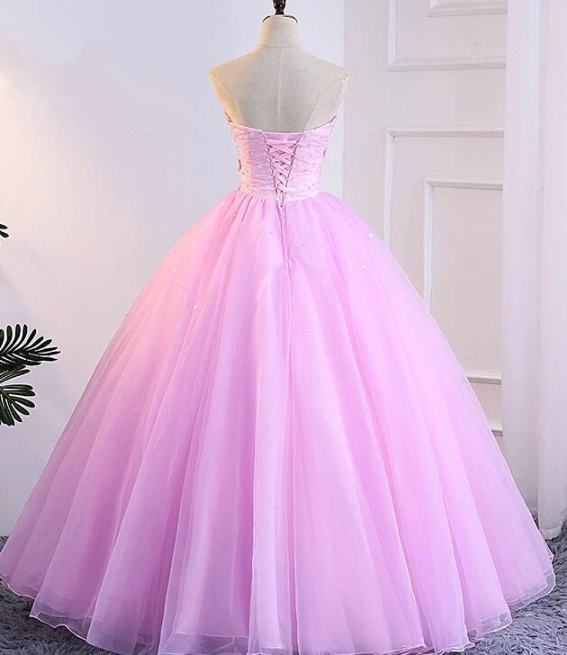 Pink Tulle Ball Gown Sweet 16 Party Dress, Pink Formal Dresses, Quinceanera prom Dress   cg11349