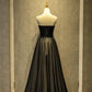 Simple Black Sweetheart A-Line Long Tulle Party Dress, Black Evening Gown Prom Dress   cg11413