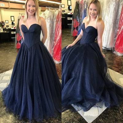 Gorgeous Sweetheart Navy Blue Long Prom Dress   cg11475