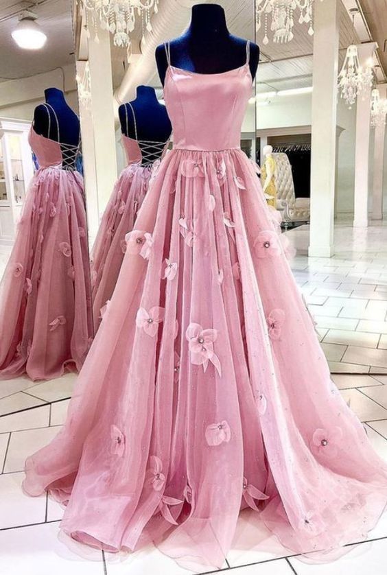 Spark Queen Pink Tulle Long Prom Dress Pink Tulle Formal Dress   cg11579