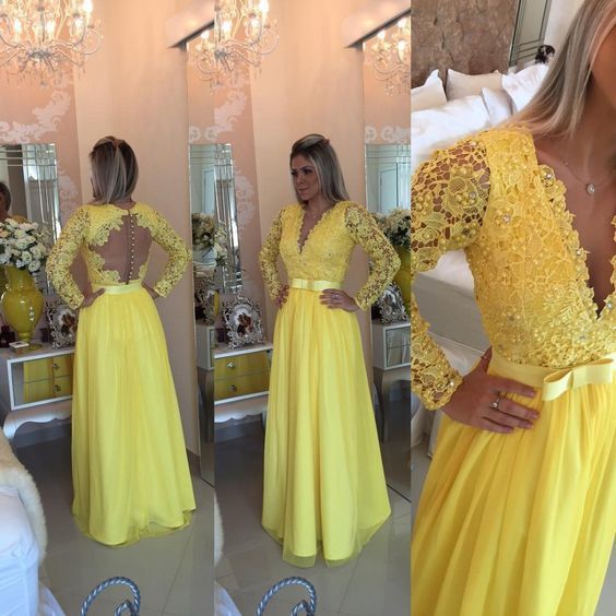 Yellow Prom Dresses,Charming Evening Dress,Yellow Prom Gowns   cg11656