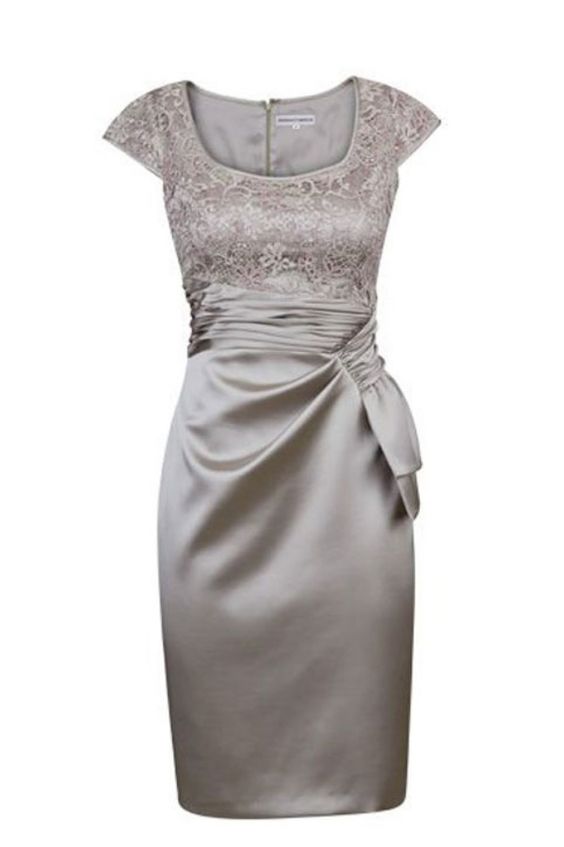 Elegant Short Silver Cap Sleeves Mother of the bride Dress homecoming dress cg11697