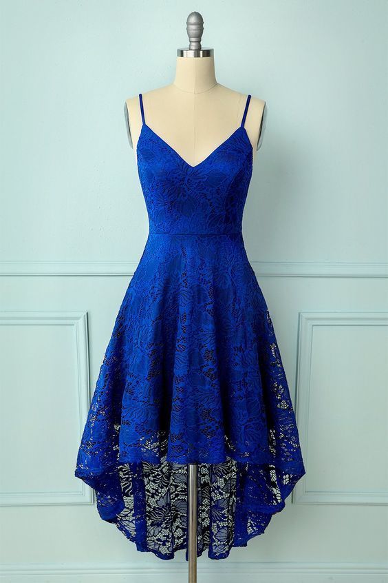 Spaghetti Straps Royal Blue Homecoming Dress   cg11711