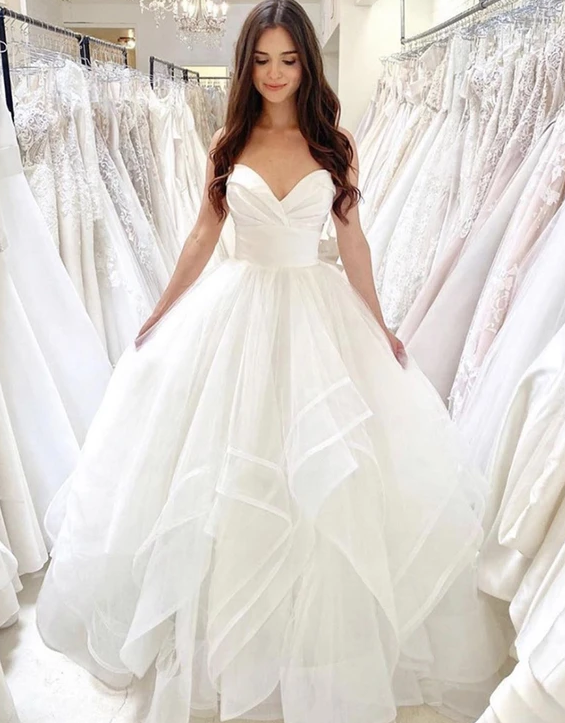 White tulle long ball gown dress wedding dress Prom Dress,Prom Dreses Long   cg11725