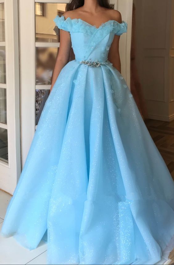 Sparkle Sequins Off The Shoulder Prom Dress | Charming Sweetheart Sleeveless Beading Long Prom Dress  cg11735