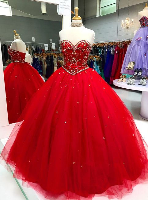 Red organza rhinestone long ball prom gown, long crystal long evening dress   cg11744