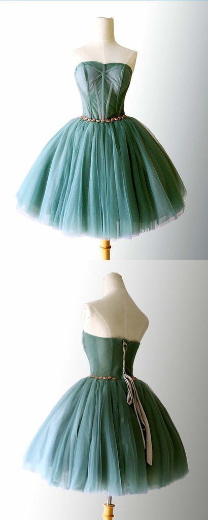 Elegant tulle strapless short homecoming dress, sweet ball gown    cg11807