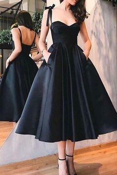 Straps Black Short Dresses Homecoming Dress With Pockets   cg11825