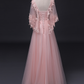 Beautiful Pink V-Neckline Tulle Long Party Dress, Fashionable New Prom Dress   cg11849