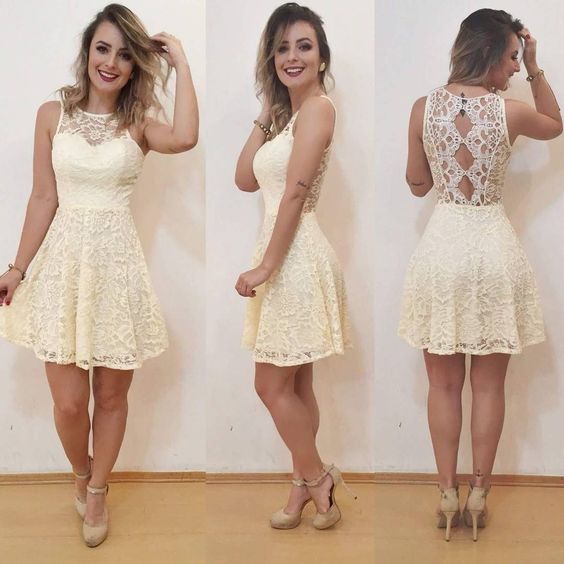 A-Line Short Lace Homecoming Party Dress   cg11873