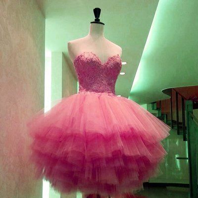 Lace Sweetheart Tulle Ball Gown Homecoming Dresses cg12337