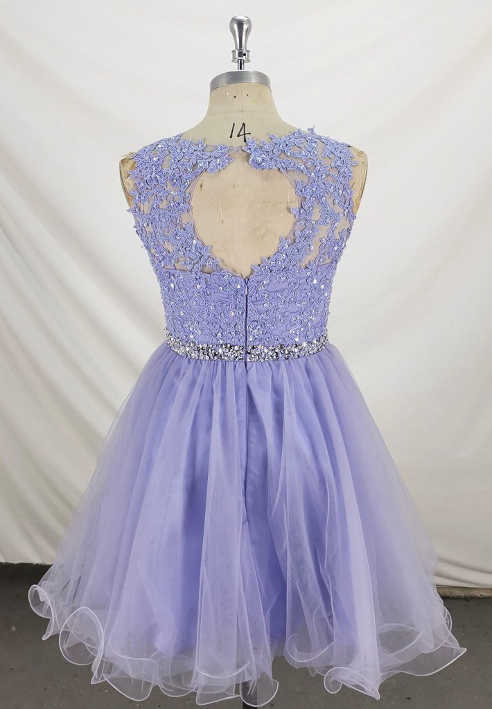 Lovely Lavender Tulle Short Handmade Party Dress, Knee Length Homecoming Dress    cg12687