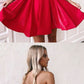 Red sweetheart neck satin short dress, homecoming dress cg1296