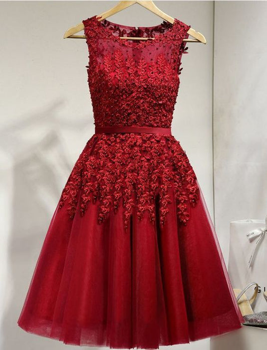 Homecoming Dress,Lace Appliques Junior Formal Dress    cg13184