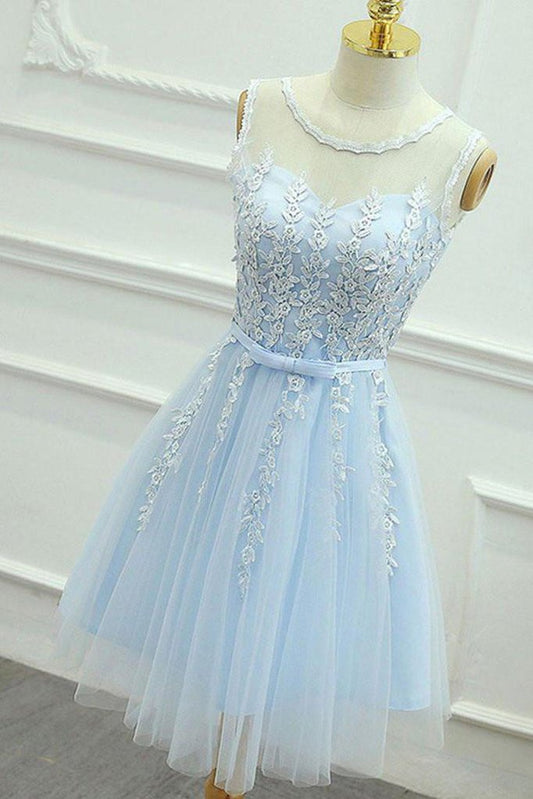 Short Blue Lace Formal Graduation Homecoming Dress   cg13185