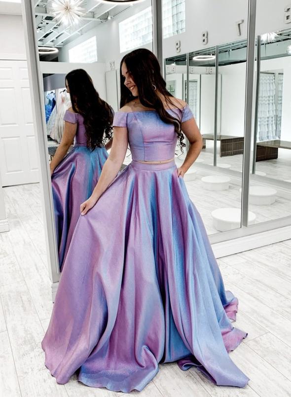 Simple long prom dress two pieces evening dress   cg14592