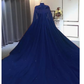 Elegant Lace embroidery tulle beaded quinceanera dresses navy blue ball gown prom dress with cape   cg14666