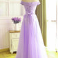 Beautiful Lavender Tulle Off Shoulder Party Dress, Light Purple Bridesmaid prom Dress   cg14715