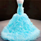 mermaid light sky blue long prom dress evening dress   cg14951