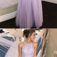 Two piece prom dress, halter long prom dress, modest tulle prom dress, simple prom dress  cg1496