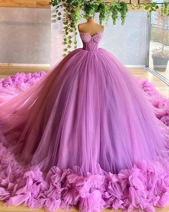 Gorgeous Lavender Sweetheart Beading Bodice Tulle Ball Gown Prom Dresses   cg14986