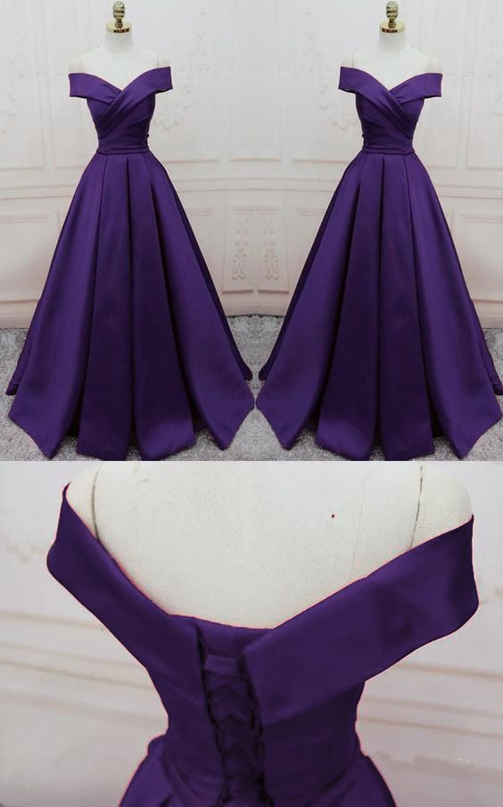 dark purple long formal prom dress ,long evening party Gown off shoulder   cg14991